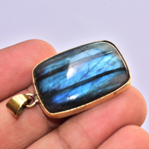 DIY Drum Natural Labradorite Gold Plating Pendants Dzi Beads for Jewelry Making - Product Image 1