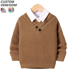 Pull en tricot classique personnalisé pour garçons, en coton, décontracté, pour enfants, hiver, écologique, respirant, support OEM ODM pour la vente en gros - Product Image 4