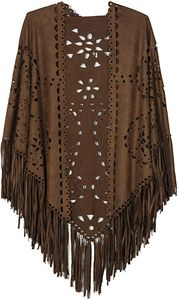 Châle à franges marron pour femme, longue écharpe bohème en polyester à motif floral, pour un usage quotidien en toutes saisons - Product Image 3