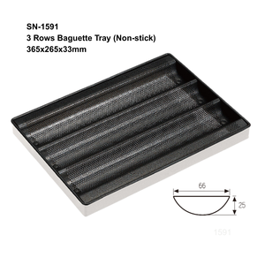 Bandeja para Baguettes ATLAS STAR de 3 Filas, de Aleación de Aluminio con Revestimiento Antiadherente de PTFE, Perforada, para Hornear Pan Francés, para 3 Panes Ondulados - Product Image 2