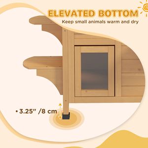 Casetta Classica per Gatti a 2 Piani da Esterno con Porta di Fuga, Design Rettangolare, 4 Piattaforme, Stile Naturale, in Legno di Abete, Rifugio per Gatti Randagi, Tetto in Asfalto - Product Image 6