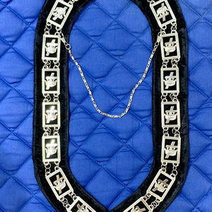 Collier de chaîne de loge bleue sur mesure de haute qualité, plaqué argent avec doublure en velours bleu, nouveau produit artisanal en métal pour insignes maçonniques - Product Image 1