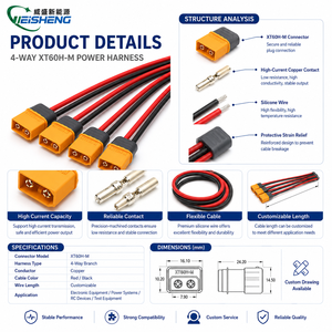 Rangkaian Kabel Silikon XT60 Khusus - 12AWG/14AWG Konektor Baterai Lipo Tahan Suhu Tinggi untuk Peralatan Rumah Tangga Elektronik - Product Image 3