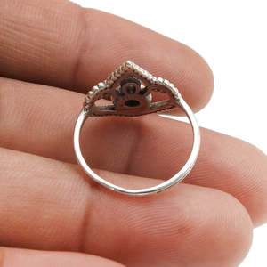 แหวนเงินแท้ 925 ทำมือ ประดับด้วยพลอยเทอร์ควอยซ์ทรงกลม แหวนเงินแท้ 925 ดีไซน์โบฮีเมียน สำหรับสาวๆ - Product Image 4