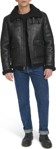 Men's Hooded Breathable <b>Fleece</b> <b>Lined</b> Aviator <b>Jacket</b> Vintage Pilot Winter Warm Outerwear - Product Image 4