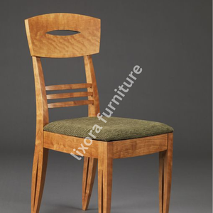 Luxury Handcrafted Solid Wood Dining Chair Modern Minimalist Cutout <b>Back</b> Green Upholstered Seat - Product Image 2