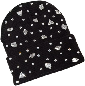 All Colors Are Available of Rhinestones Work on <b>Overall</b> Beanies Manufacturer Custom Rhinestones <b>Winter</b> Knitted Hats Beanie - Product Image 6