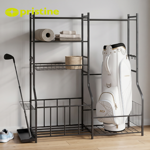 Metal Durable Double Tier <b>Industrial</b> Floor Type gym storage rack Multifunctional Tools Organizer for Indoor Sport Equipment - Product Image 4