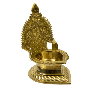 Lakshmi Arch Deepam en laiton, grande lampe à huile traditionnelle artisanale pour la décoration de la Pooja - Product Image 3