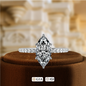แหวนหมั้นทรงมาร์คีส์ 6 ก้าน ทำจากทองคำแท้ 14k ประดับเพชรแล็บโกรว์ 1.5 กะรัต แหวนเพชรเม็ดเดี่ยวแบบฝังเพชร - Product Image 6