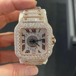 Reloj de Lujo con Moissanita, Correa de Plata con Moissanita de 15 mm, Cierre Oculto, Cuarzo Analógico, Cristal de Zafiro, Movimiento ETA, Resistente al Agua 10 m - Product Image 1