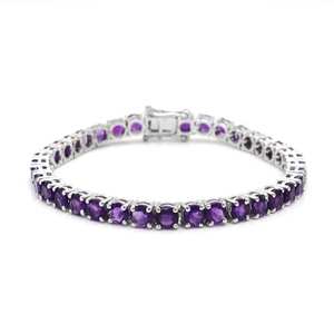 Sterling Silver Amethyst Tennis <b>Bracelet</b> Handmade Gemstone Jewelry Elegant Dainty <b>Bracelet</b> Gift For Women - Product Image 3