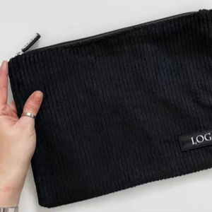 Estuche de Maquillaje de Lona de Capacidad Media, de Lujo, para Mujer, con Cierre Frontal de Cremallera, Color Negro - Product Image 1