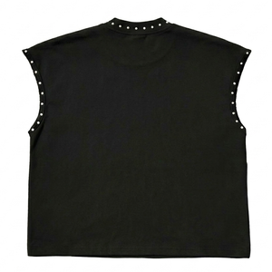 เสื้อกล้ามโอเวอร์ไซส์ผู้ชาย ลายกราฟิกสีดำประดับหมุด เสื้อกล้ามพิมพ์ลายกราฟิกนางฟ้า สไตล์ฮิปฮอป สตรีทแวร์ วินเทจ พังก์ - Product Image 4