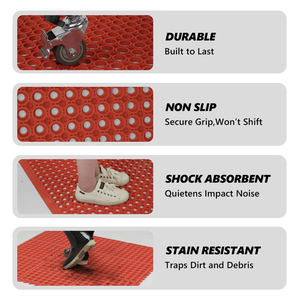 Alfombra de Cocina Antideslizante Roja de 90x90x1.2cm, Alfombra Gruesa para Piso, Diseñada para Mayor Comodidad y Durabilidad - Product Image 3