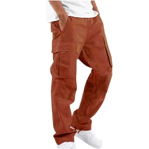 Pantalon décontracté d'été pour homme, coupe droite ample, 100 % coton, plusieurs poches, logo personnalisé, devant plat uni - Product Image 2