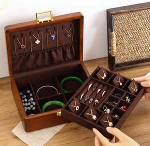Wooden Jewelry <b>Box</b> with Velvet Lining Ring & <b>Necklace</b> Storage Organizer Customizable Size & Logo 16.5x10x5cm <b>for</b> Jewelry Display - Product Image 6