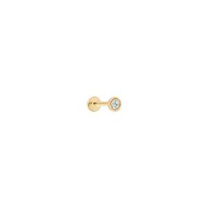 Pendientes pequeños con bisel redondo, diamantes cultivados en laboratorio, cierre de rosca, minimalistas, para uso diario, con una sola piedra, oro macizo de 14 quilates - Product Image 1