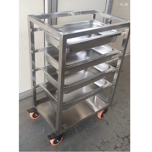 Chariot de rangement commercial en acier inoxydable (SS) le plus vendu avec roues pour le stockage alimentaire et la manutention en cuisine - En promotion - Product Image 3