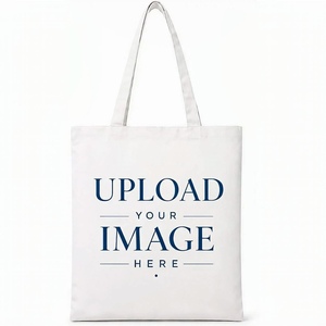 Cotton Canvas Tote Bag Eco Friendly Reusable Medium Size Grocery Shopping Bag Letter Pattern Fashion Custom Logo Thick Fabric - Product Image 1