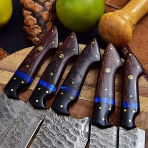 Brand New Designed Custom Handmade Full Tang 5-Piece Damascus Steel Ambidextrous Straight Edge Kitchen Chef <b>Knife</b> <b>Set</b> Wengiwood - Product Image 3