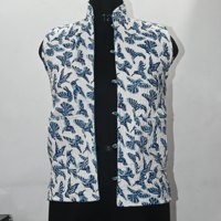 Veste sans manches matelassée imprimée unisexe pour hommes et femmes, gilet en pur coton, imprimé à la main, style ethnique, veste à superposer, boutique