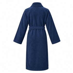 Women's Full Length Terry <b>Robe</b> 100% Cotton Soft Classic Solid Color Turn-down Collar Long Sleeve Autumn Wear - Product Image 4