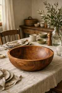 Tazón de Ensalada de Madera de Acacia Hecho a Mano, Pulido, Ecológico y Desechable, Vajilla Moderna Personalizable para Uso en el Hogar, Hotel y Cocina - Product Image 3