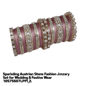 Sparkling Austrian Stone Fashion Jewelry <b>Set</b> for Wedding & Festive Wear 10575607LPI_2.8 Fancy <b>Bangles</b> - Product Image 2