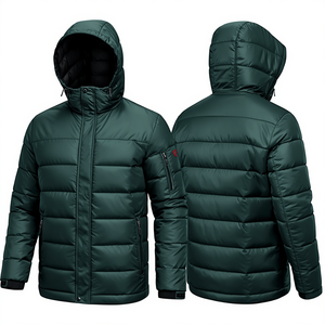 Custom Men Plain Hooded Waterproof Anti-Bacterial Mandarin Collar Winter Puffer <b>Jacket</b> with Polyester Wadding Premium Outdoor - Product Image 2