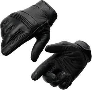 Samroz Sports Men's Perforated Leather Full Finger Motorcycle Hand <b>Gloves</b> W/Breathable ‘Open Knuckle - Product Image 1