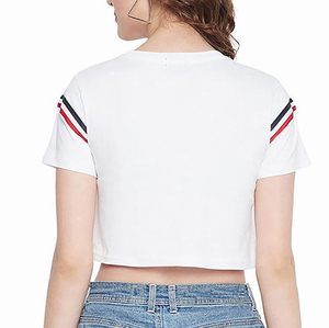High Quality Women's Crop <b>Top</b> T-Shirts Eco-Friendly Print Plaid Customizable Breathable Casual Loose Fit for Ladies Wholesale - Product Image 3