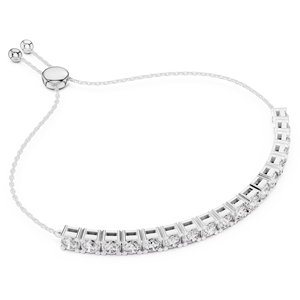 สร้อยข้อมือเพชรทรงกลมเพาะเลี้ยงในห้องปฏิบัติการสุดหรู พร้อมตัวล็อกแบบซิป ชุดทองคำขาว 18 กะรัต ชุบโรเดียม เหมาะสำหรับเป็นของขวัญ งานเลี้ยง หรือใส่ในชีวิตประจำวัน - Product Image 2