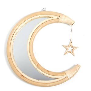 Decoración de luna de ratán tejido para habitaciones infantiles, luna colgante para cuna, adorno de pared para dormitorios infantiles. - Product Image 1