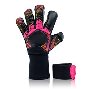 Professional Football Goalkeeper Gloves With Pink And Black Design Full Finger Protection Hook And Loop Closure for Child - Product Image 2