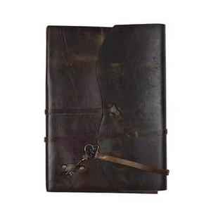 100% Genuine Leather Vintage Gift Journal Notebook <b>Key</b> Lock Wrap Strap Flap Cover Unlined Cotton <b>Blank</b> White Pages Personal - Product Image 6