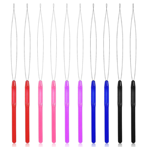 Colorful Hair Extension Loop <b>Needle</b> Wire <b>Threader</b> Pulling Hook Set for Micro Link Ring Beads Application Wholesale Pack - Product Image 1