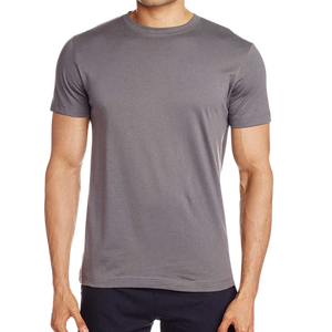 เสื้อยืดคอกลมแขนสั้นสีเทาเข้มสำหรับผู้ชาย ทรงปกติ ผ้าถัก สไตล์ลำลอง ดีไซน์เรียบ - Product Image 2