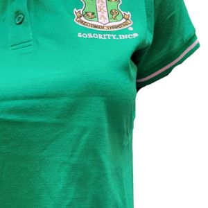 <b>Women</b> Green Cotton Polo Shirt Short Sleeve Casual <b>Top</b> Embroidered Graphic Apparel Fashion Daily Wear Comfortable Stylish - Product Image 3