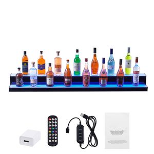 2-Tier 60-Inch <b>LED</b> <b>Lighted</b> Acrylic Commercial Home <b>Bar</b> Shelf Illuminated Whiskey Rack Stand for Liquor Bottle Display Wine Rack - Product Image 5