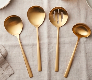 Service de table Sola Minimal Gold en acier inoxydable, finition or mat PVD, antirouille, pour soupes, currys, événements de restauration, hôtels et cuisine - Product Image 1