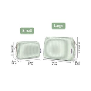 Petite pochette à fermeture éclair rayée mignonne, pochette de voyage pour femmes avec compartiments, trousse de maquillage pratique pour sac à main - Product Image 5