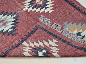 Alfombra Kilim Hecha a Mano con Patrón Geométrico, de Lana y Acrílico, Rectangular, Tejido Plano, para Pasillo - Product Image 4