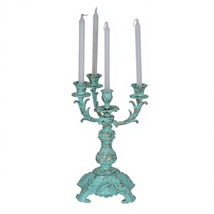 Candelabro Vintage de Aluminio de 5 Brazos, Portavelas Hecho a Mano, Decorativo, Estilo Antiguo, para San Valentín o Bodas - Product Image 1