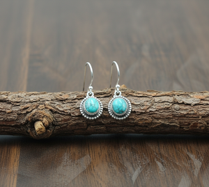 Natural Turquoise Gemstone 925 Sterling <b>Silver</b> <b>Drop</b> <b>Earrings</b> Vintage Boho Handmade Rose Gold Yellow Gold Plated Women Jewelry - Product Image 3