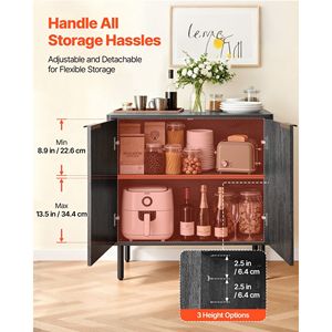 Mobile buffet a 2 livelli scanalato in stile Mid-Century con anta scorrevole, per soggiorno - Product Image 4