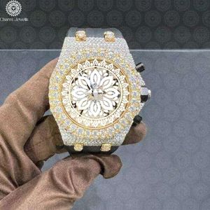Reloj de Lujo para Hombre Charm Jewells, Bisel con Diamantes Dorados, Movimiento Mecánico Analógico, Caja Poligonal de 43 mm, Correa de Acero Inoxidable - Product Image 5