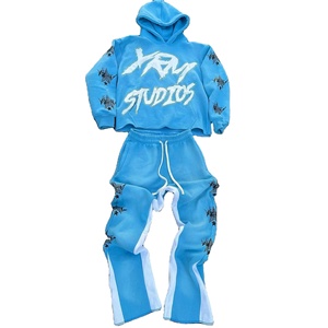 Conjunto de pantalones de chándal y Sudadera con capucha con lavado ácido de alta calidad Logotipo personalizado Tallas grandes Chándal de jogging de invierno para hombres - Product Image 1