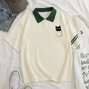 Polo de manga corta para hombre, camiseta a rayas personalizada boxy fit, camiseta Polo en blanco con cuello, camisetas polo de manga corta a rayas con logotipo personalizado - Product Image 4