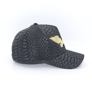 Robin's Uan <b>Black</b> Canvas Baseball Cap with Gold <b>Wings</b> Logo Unisex Adjustable 5-Panel Summer Luxury Style - Product Image 2